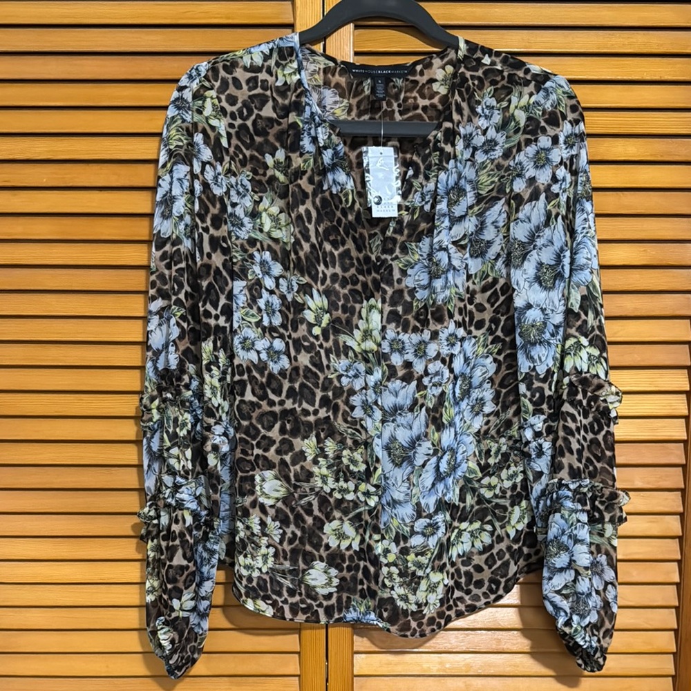 Leopard Print Floral Blouse